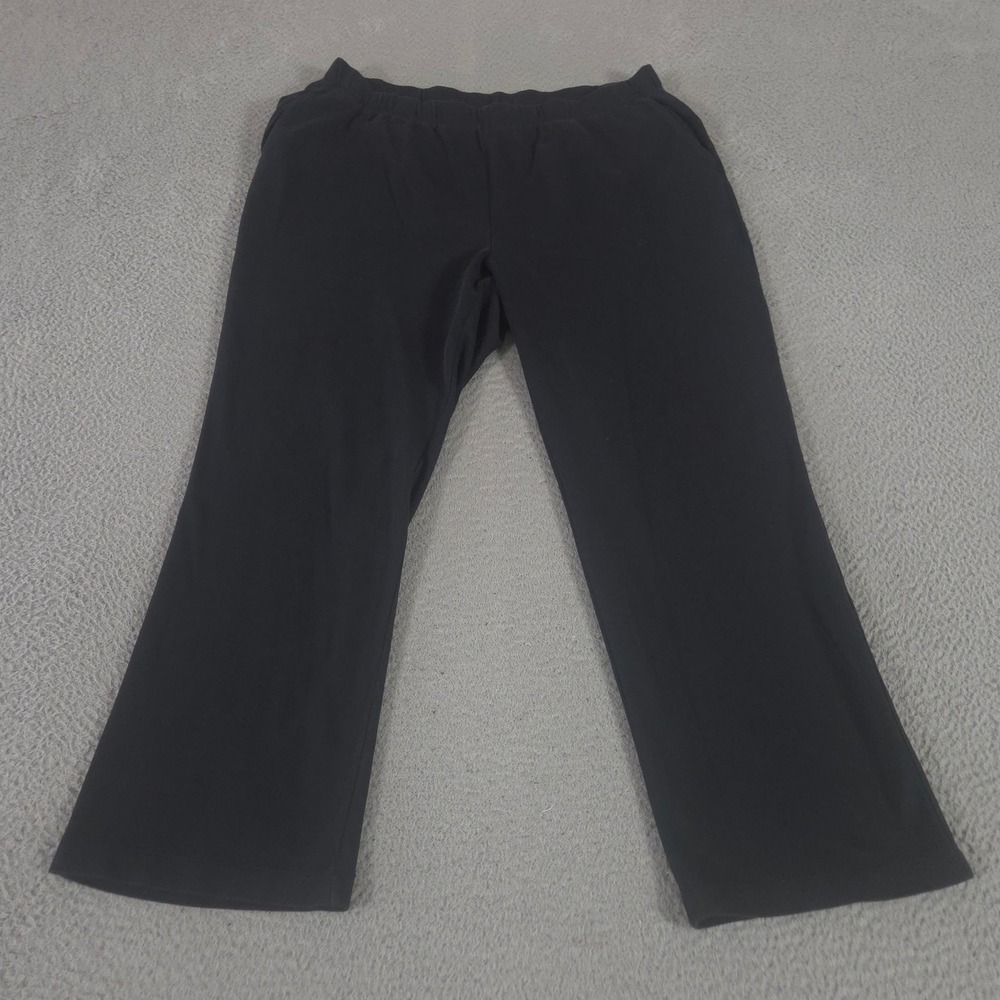 Lands' End Pants Womens XL 18 Black Sport Knit Straight Leg Cotton High Rise